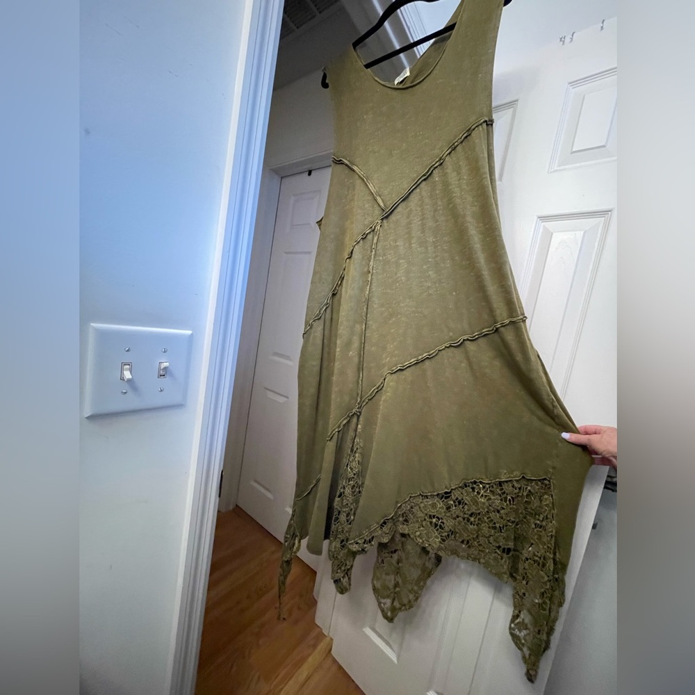 FOR SUE. DO NOT BUY Jaded Gypsy Sleeveless Olive Green Maxi Dress with Lace